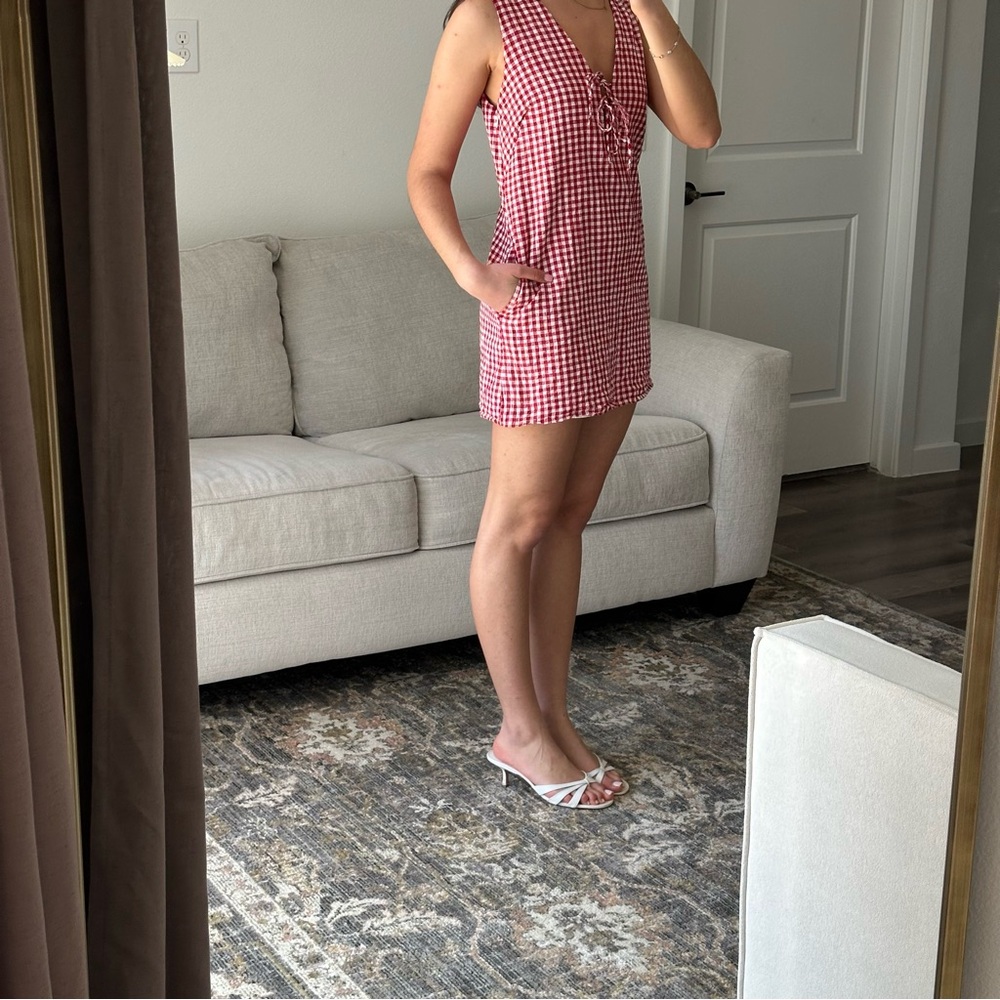 Abercrombie and fitch red gingham mini dress small - Picture 2 of 7